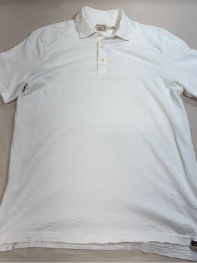 Faherty Polo Shirt Sunwashed Men’s L Pocket Organic Cotton Short Sleeve White